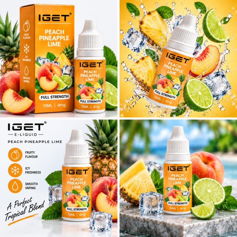 IGET Peach Pineapple Lime E-Liquid 15ML 4mg