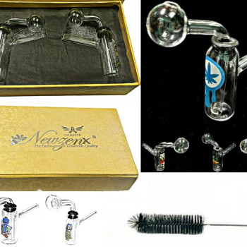 Newzenx Oil Meth Crystal Bong 3 Inch | Gift Box & Pipe Cleaner Pack 2